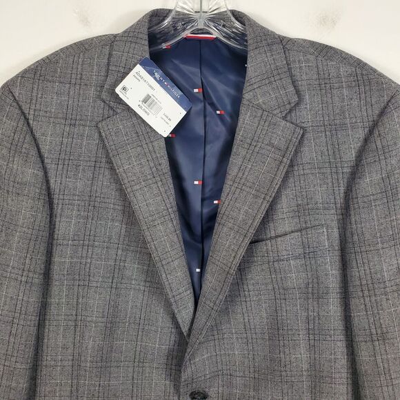 Tommy Hilfiger Adams Wool Blend Blazer Sports Jacket 2 Button Grey Black 42 Long - Picture 2 of 13